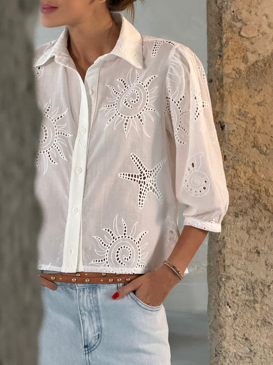 Camisa Bordada Algodão